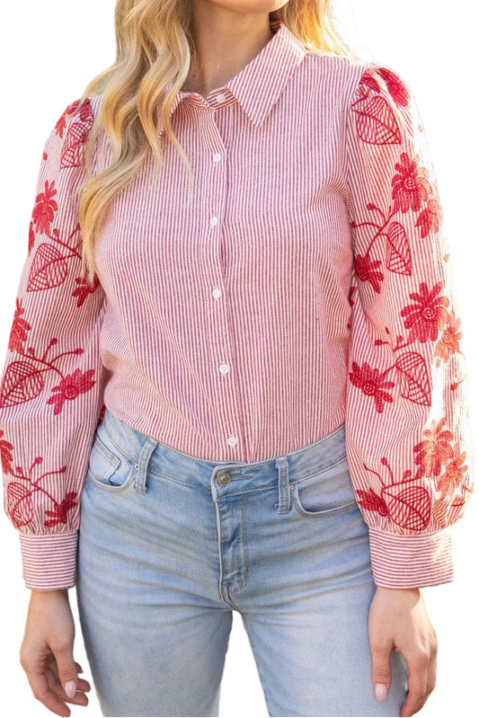 Lindsey Button Down Detailed Sleeve Top