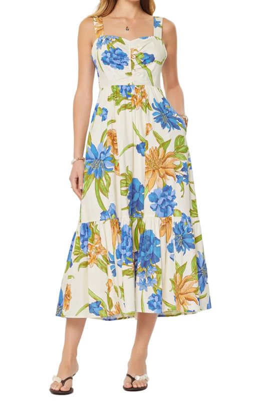 Ella Floral Printed Sleeveless Midi Dress