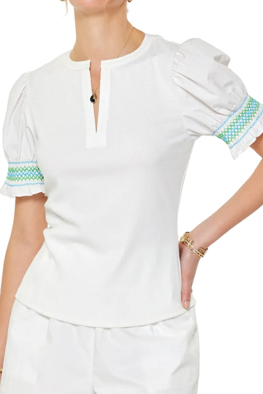 Dakota Puff Sleeves Ribbed Knit Top