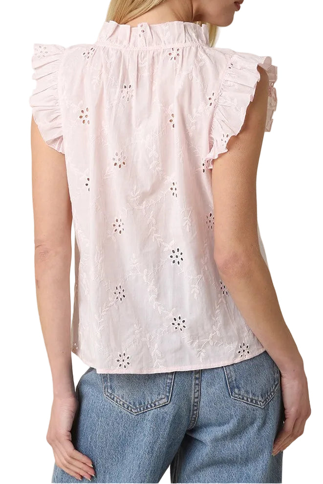 Kelly Eyelet Ruffle Sleeve Blouse