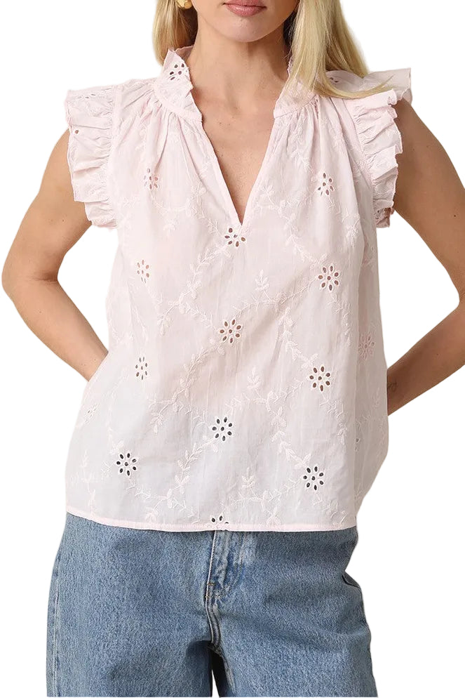 Kelly Eyelet Ruffle Sleeve Blouse