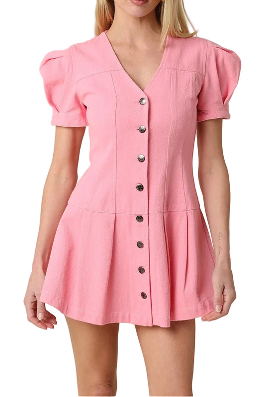 Haven Puff Sleeve Button Mini Dress