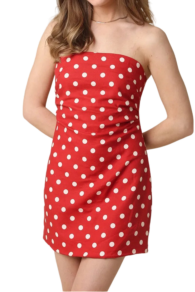 Rubi Polka Dot Strapless Mini Dress