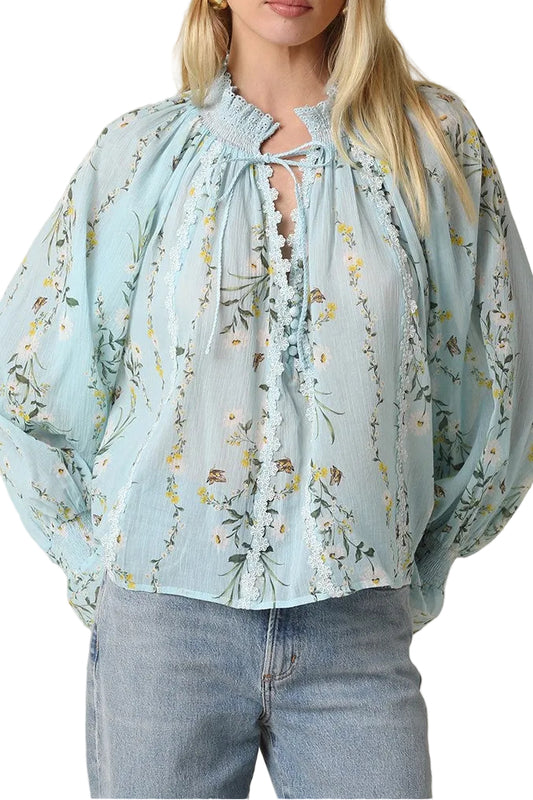 Lyla Floral Tie-neck Blouse
