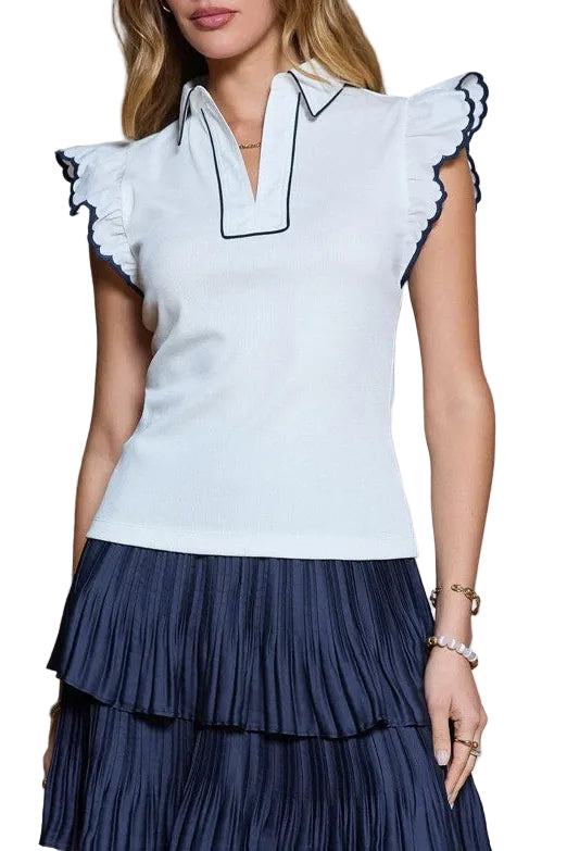 Cleo Contrast Flutter Sleeve Knit Top