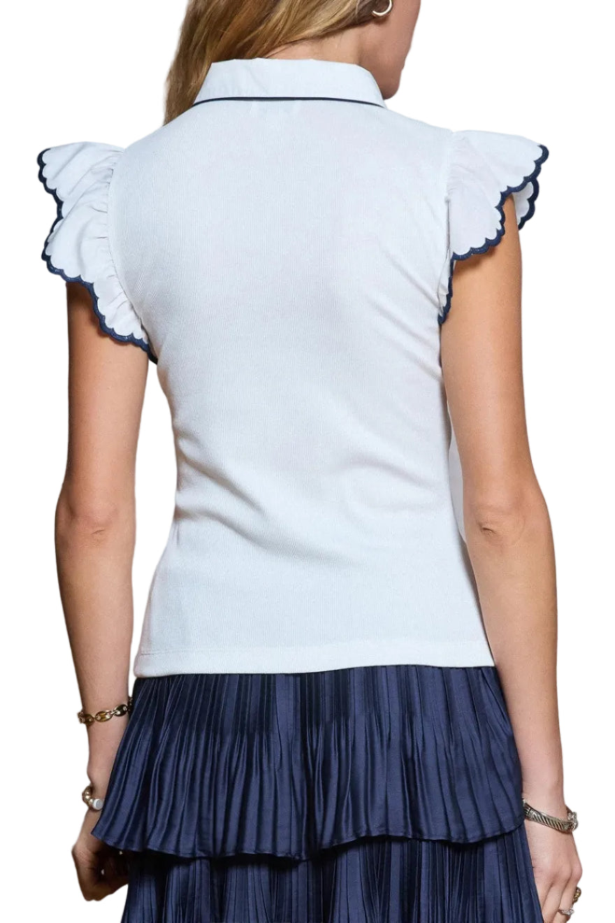 Cleo Contrast Flutter Sleeve Knit Top