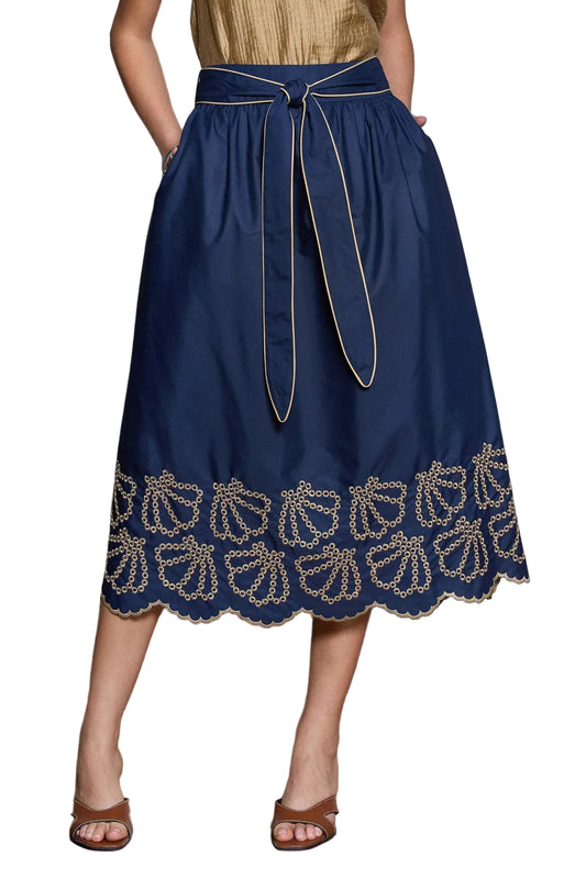 Lexi Contrast Embroidered Maxi Skirt