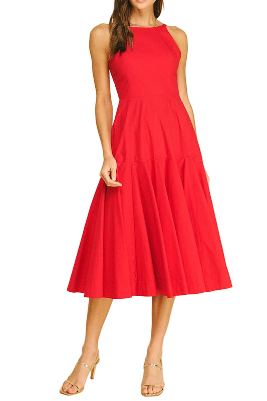 Olivia Halter Neck A-line Midi Dress