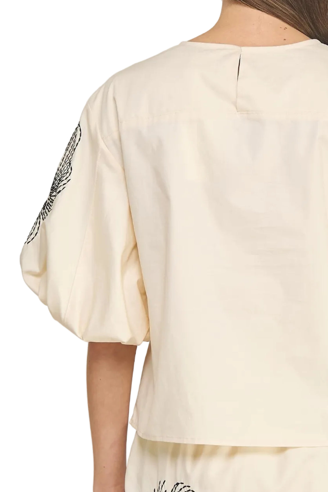 Nara Floral Embroidered Puff Sleeve Top