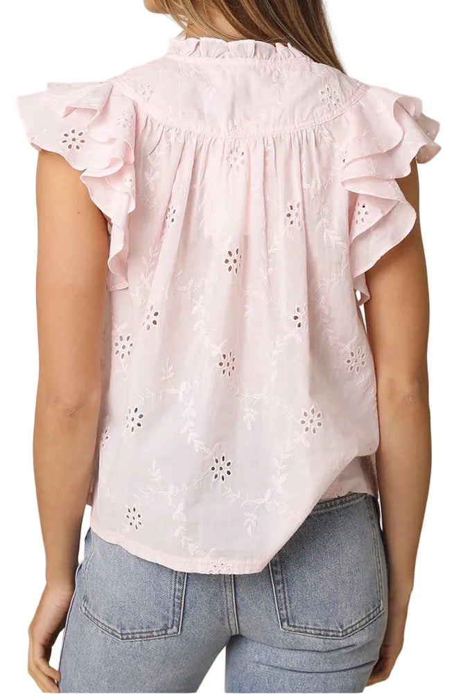 Yasmin Eyelet Ruffle Sleeve Blouse