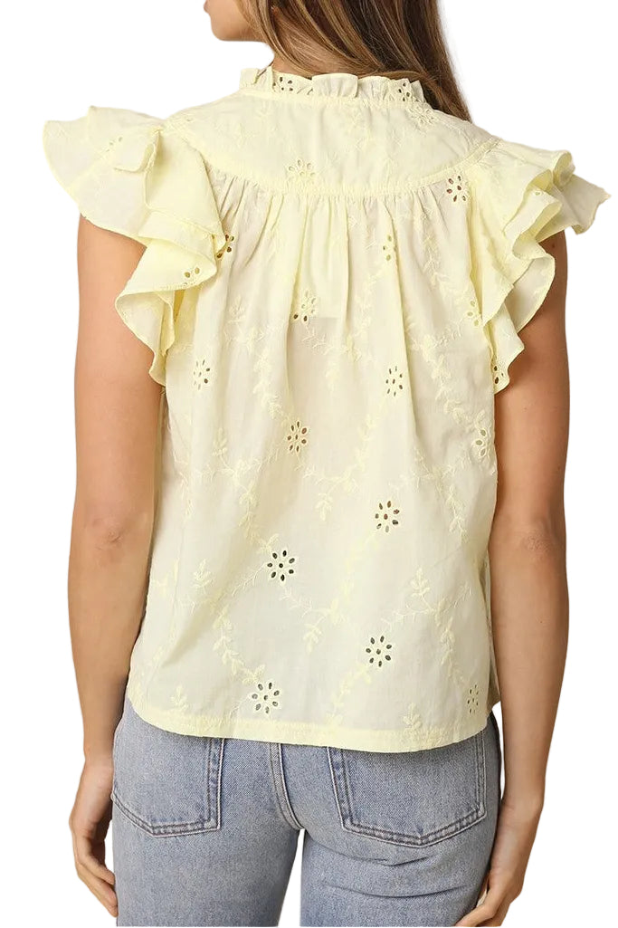 Yasmin Eyelet Ruffle Sleeve Blouse