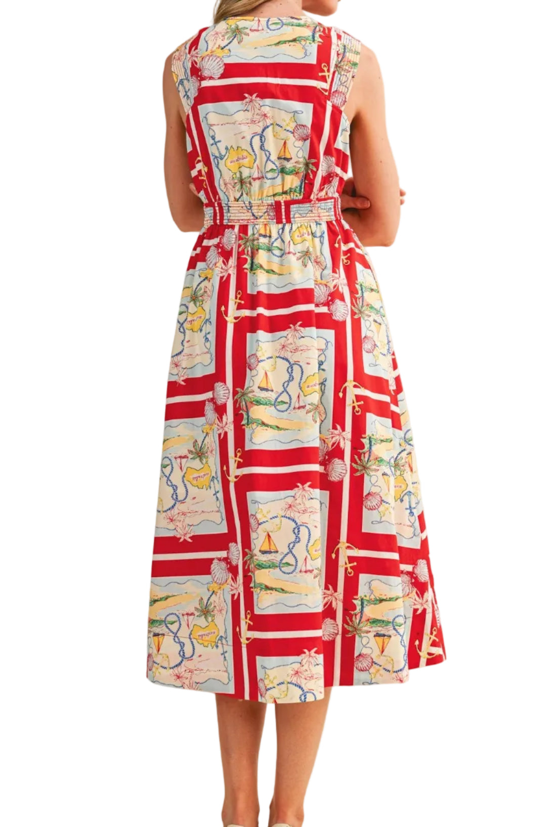 Sarah Print Front Zipper Midi Dress