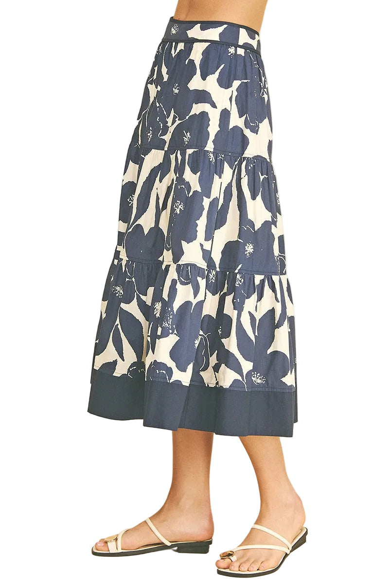 Brittany Floral Tiered Midi Skirt