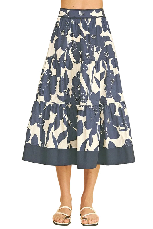Brittany Floral Tiered Midi Skirt