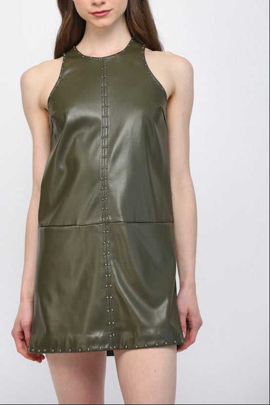 Sawyer Stud Leather Mini Dress