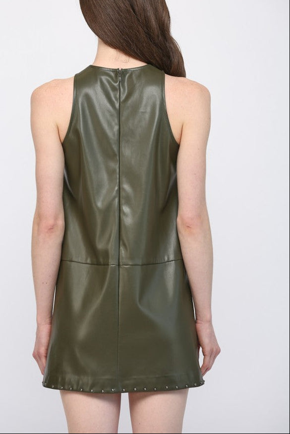 Sawyer Stud Leather Mini Dress