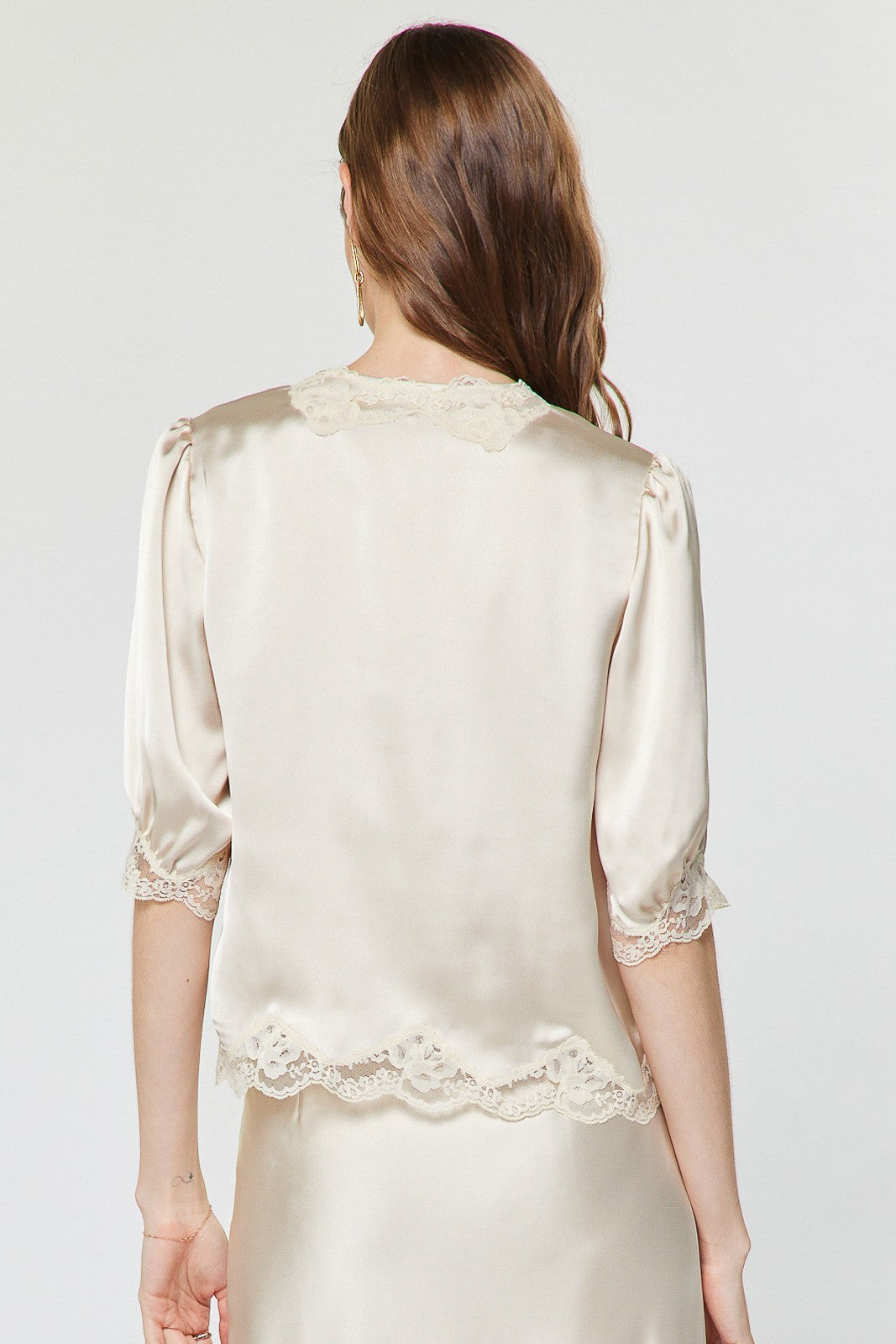 Briar Satin Lace Top In Ecru