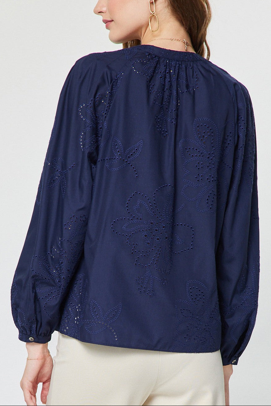 Sloane Long-sleeve Eyelet Top