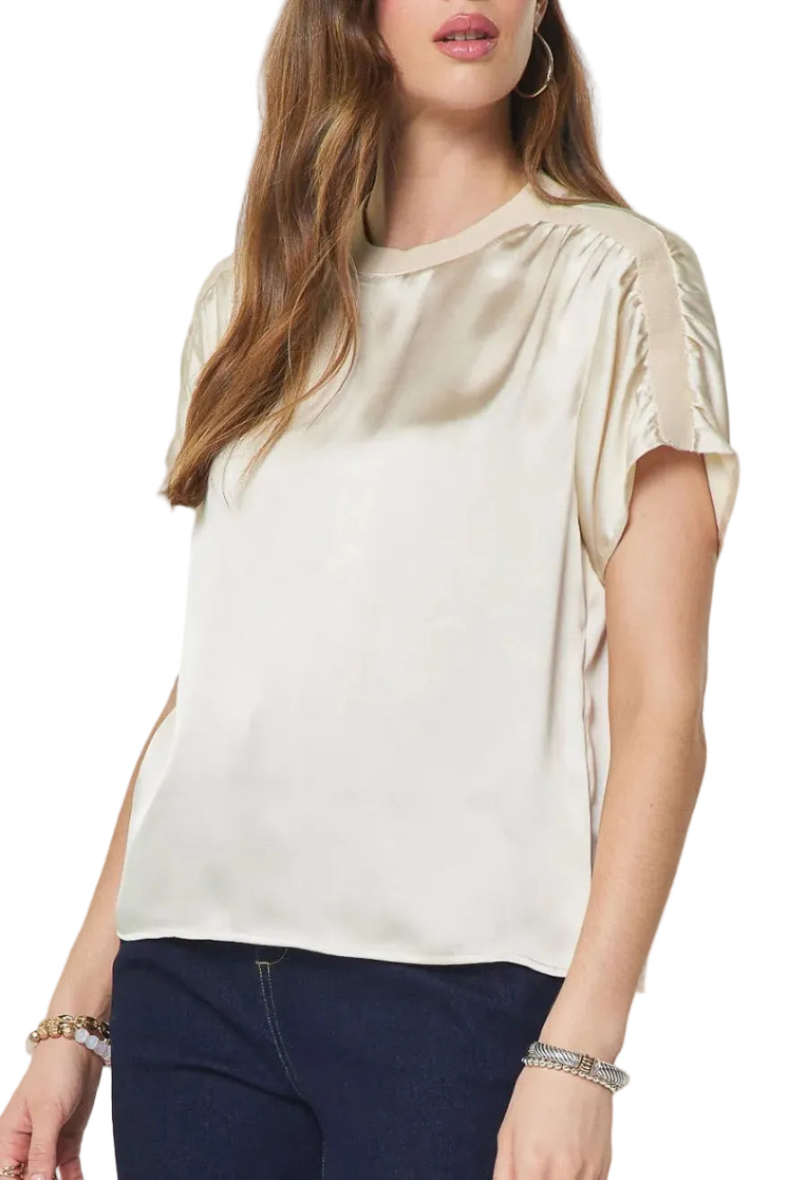 Blair Satin Top In Ecru