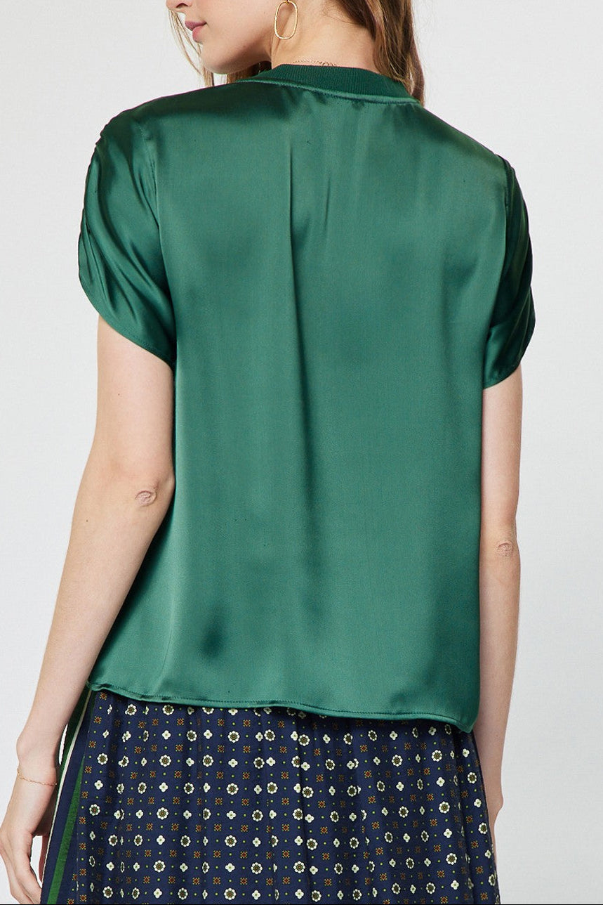 Blair Satin Detailed Top In Cypress