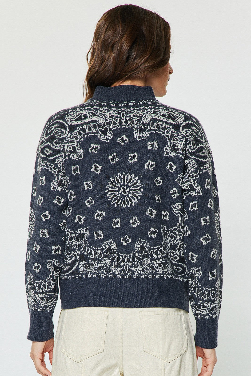 Collins Half Zip Sweater In Dark Denim