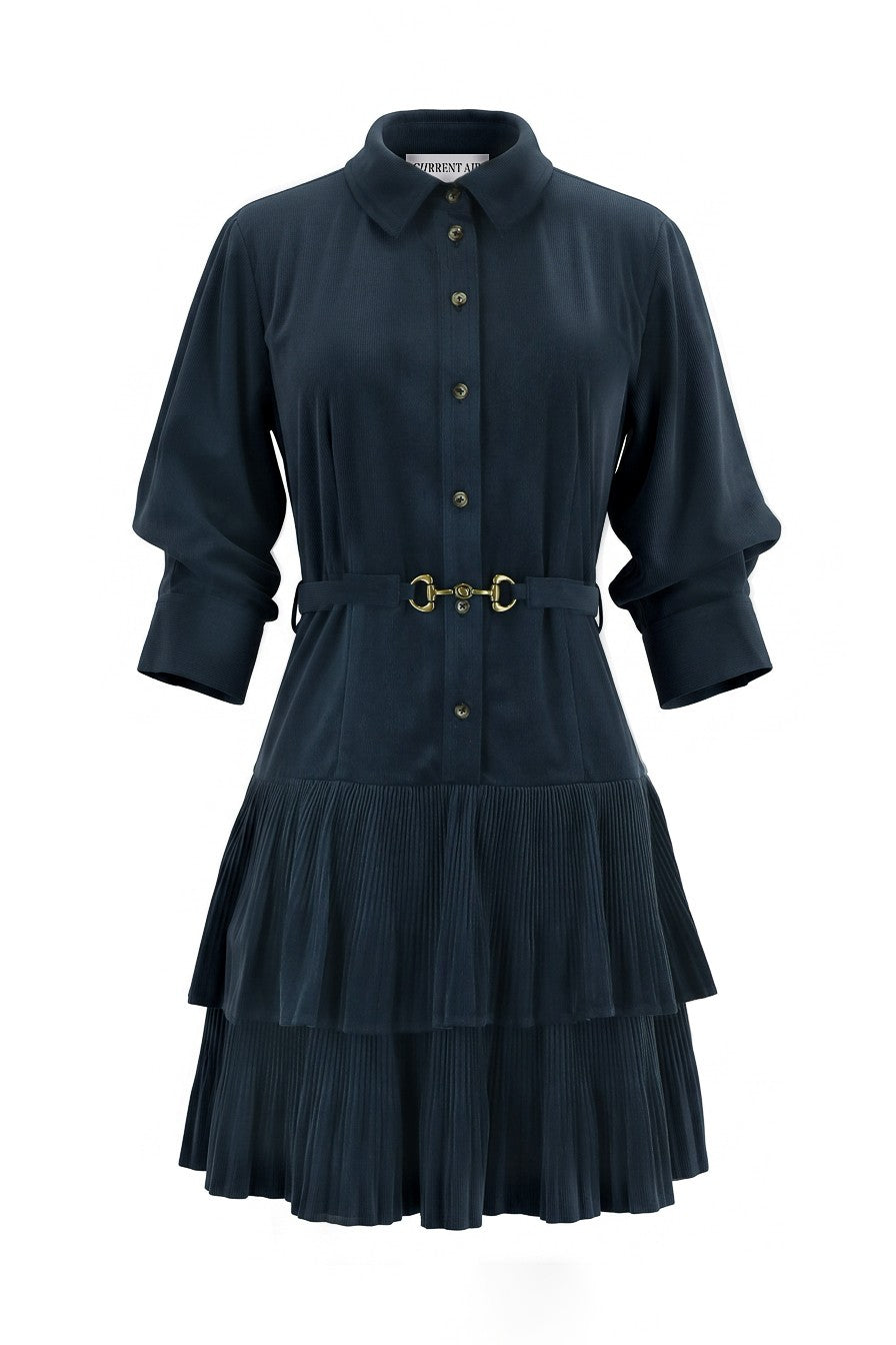 Merritt Corduroy Pleated Mini Dress