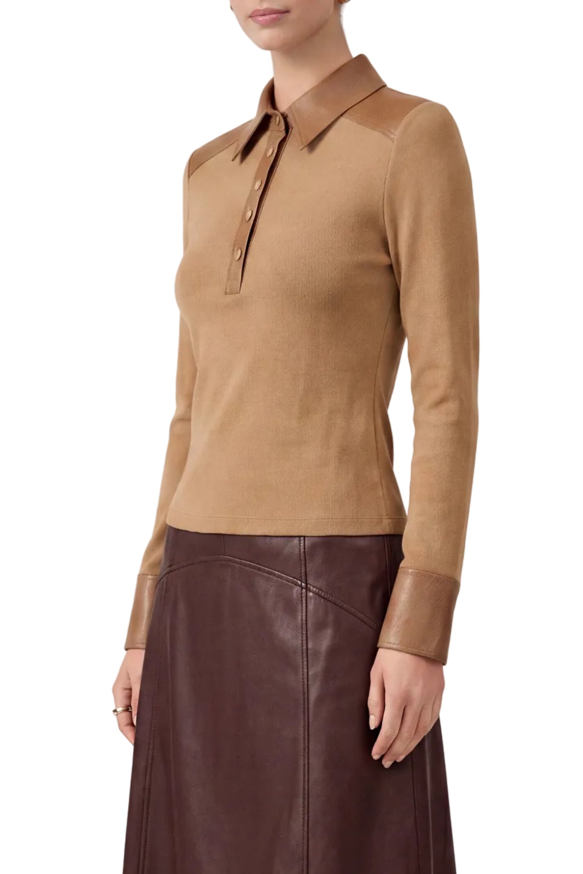 Railey Ribbed Long Sleeve Top In Sand