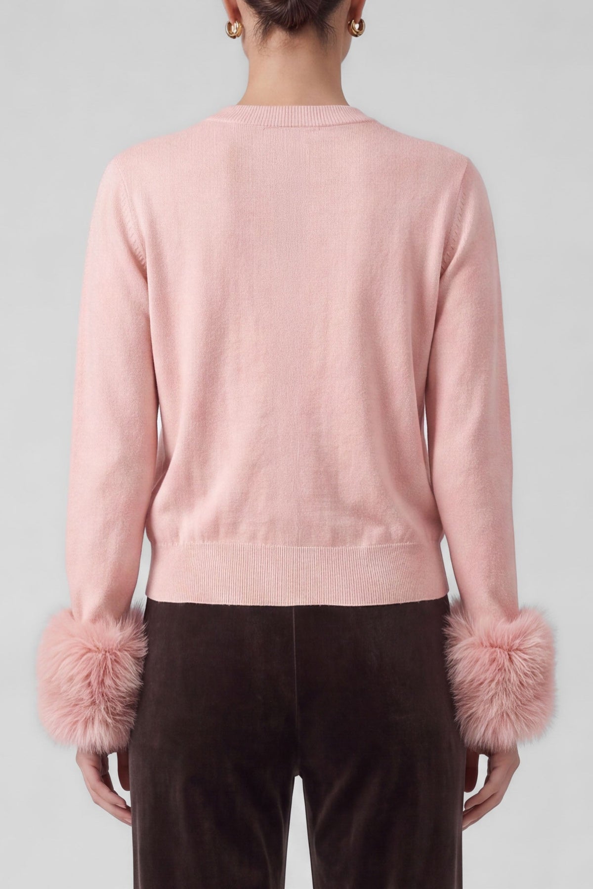 Parker Fur Sleeve Cardigan In Pink