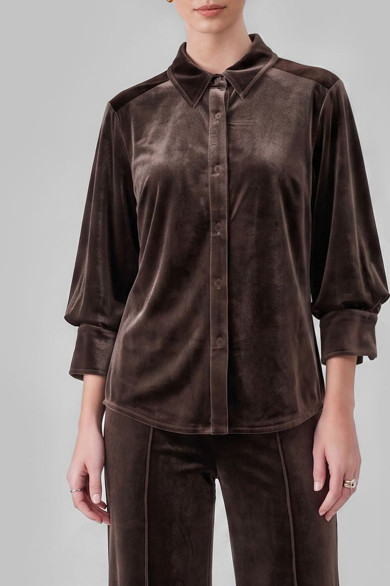 Rowan Velvet Top In Brown