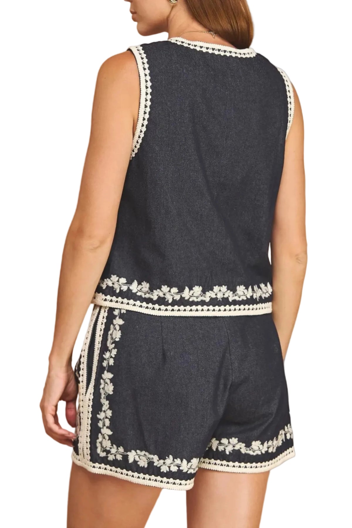 Andrea Embroidered Denim Set