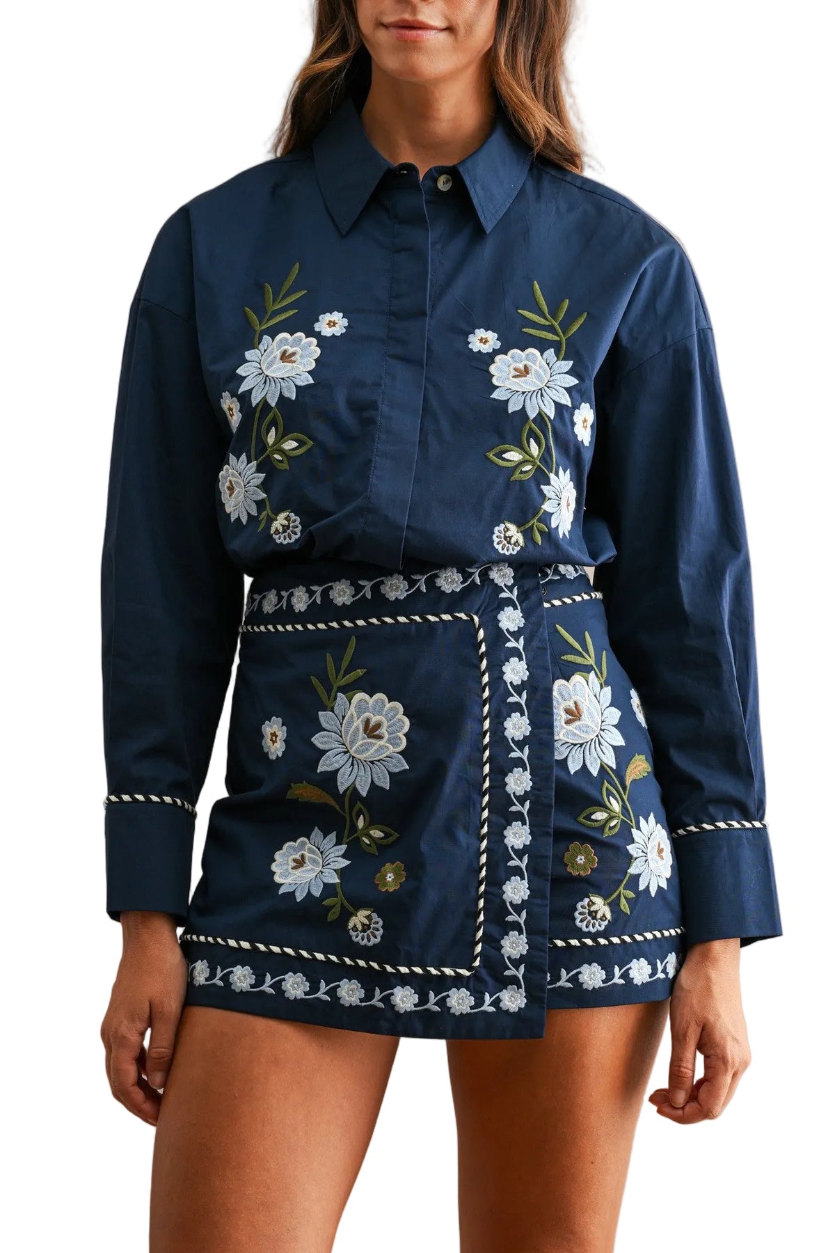 Blaire  Floral Embroidered Top and Skirt