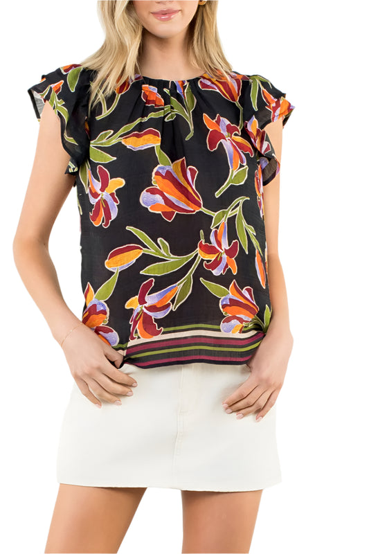 Tanya Flutter Sleeve Floral Top