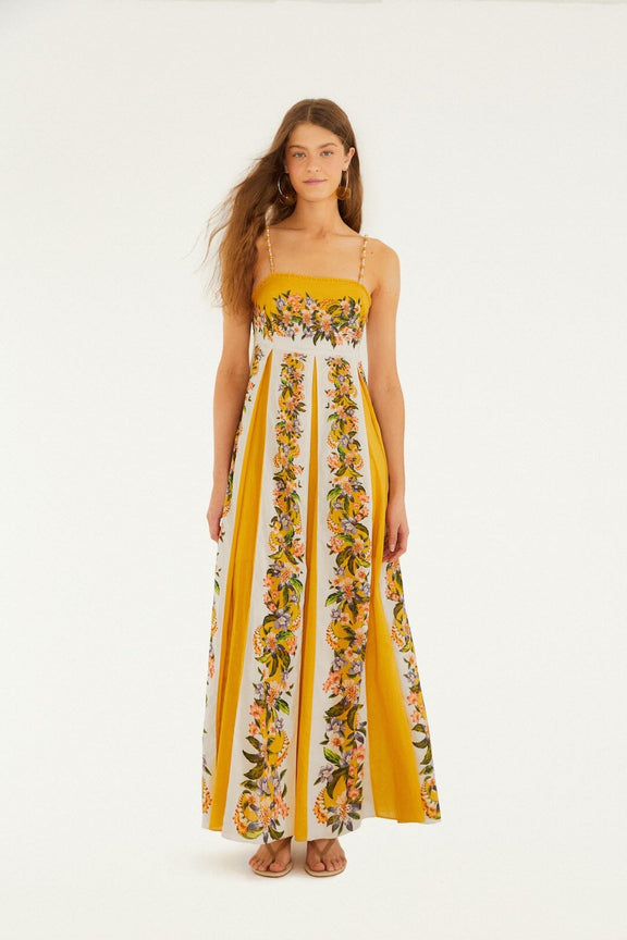 FARM Rio Hilo Stripes Sand Maxi Dress