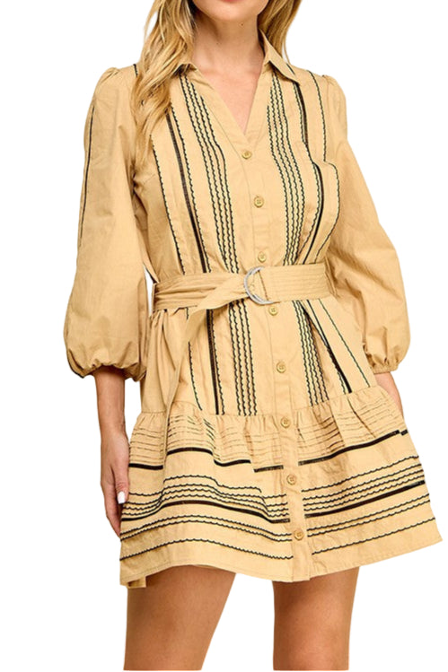 Ava Long Sleeve Detailed Mini Dress