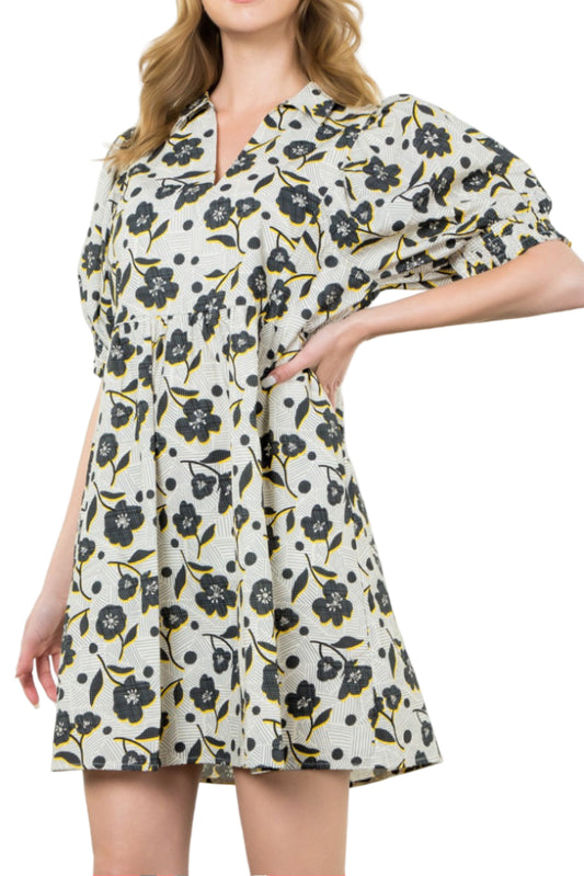 Ranie Puff Sleeve Flower Print Dress