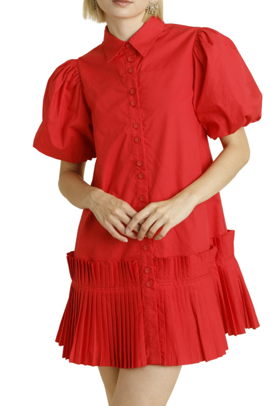 Sarah Pleated Hem Mini Dress