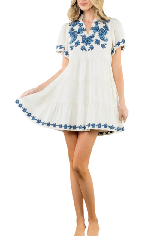 Sally Embroidered Mini Dress