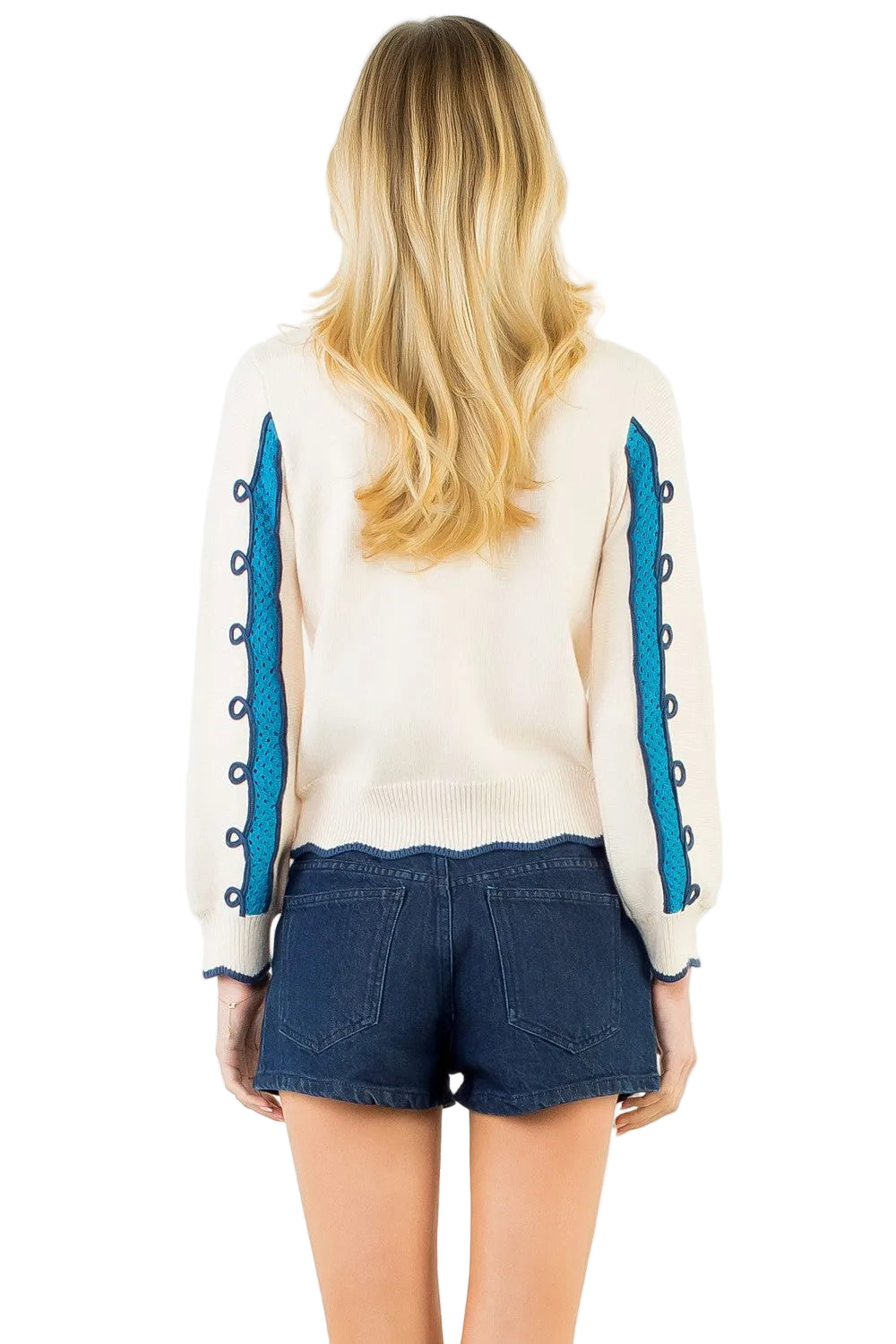 Romy Wavy Knitted Sweater in Cream