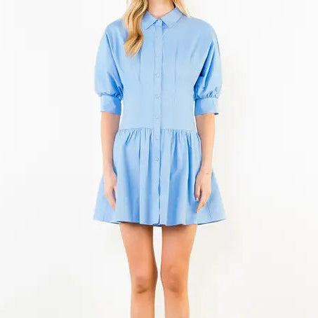 Landry Puff Sleeve Collared Dress