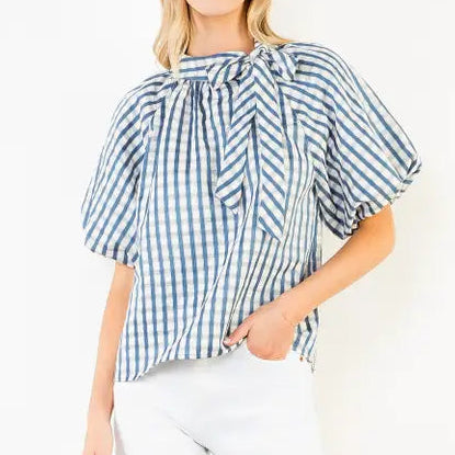 Gia Gingham Puff Sleeve Top
