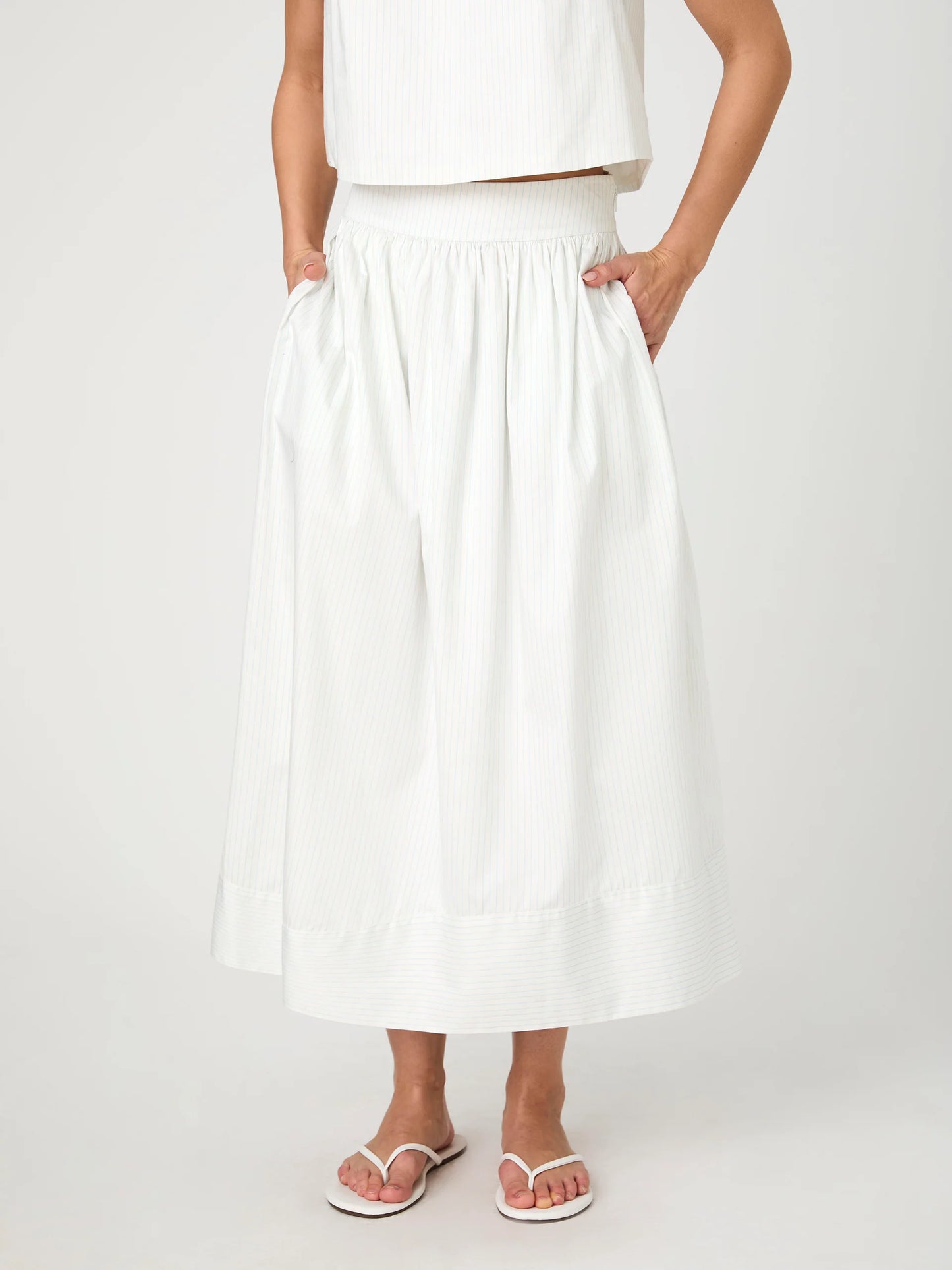 French Connection Pinstripe Poplin Top & Skirt Set