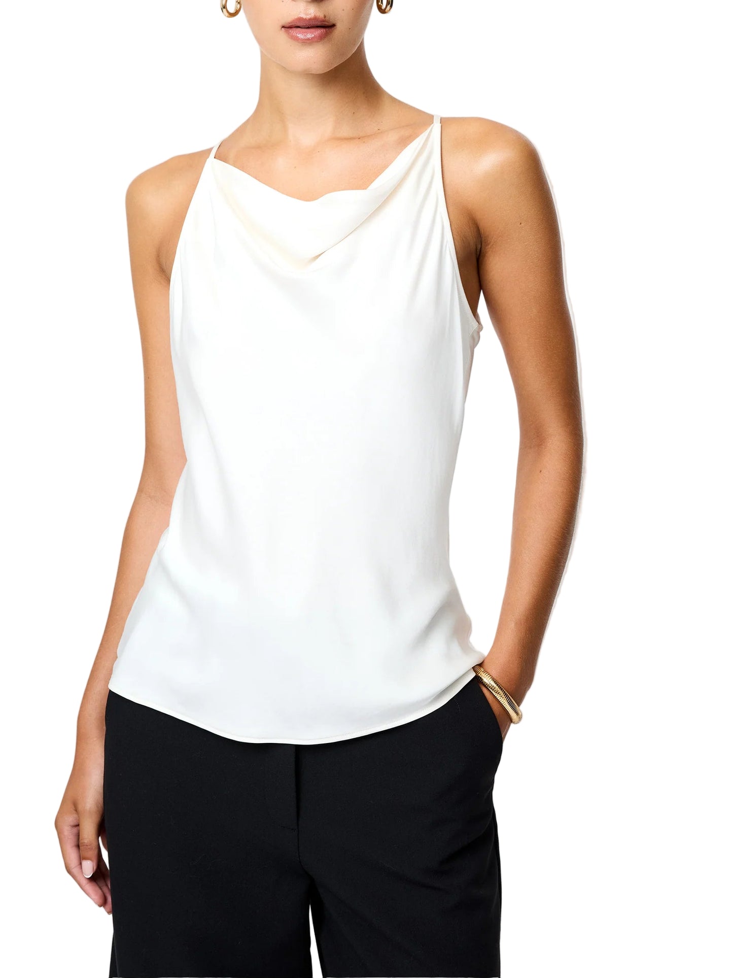 French Connection Ennis Satin Cowl Neck Top