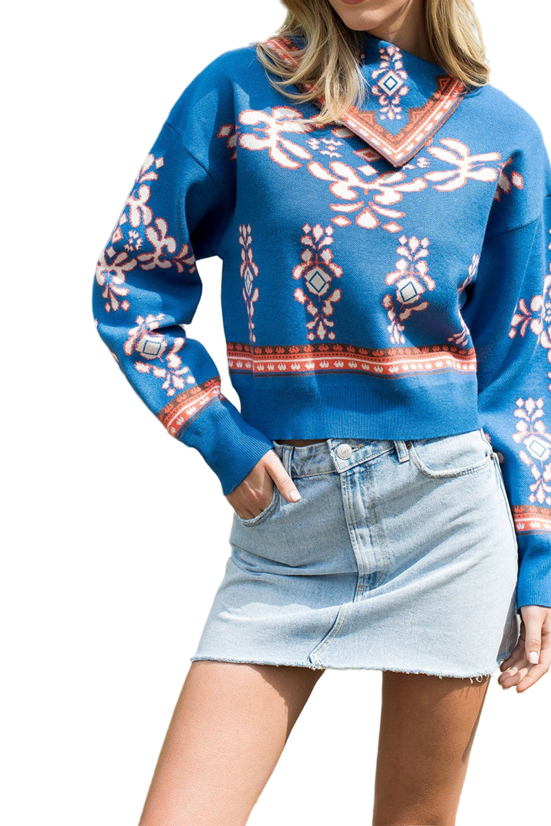 Bailey Long Sleeve Print Sweater