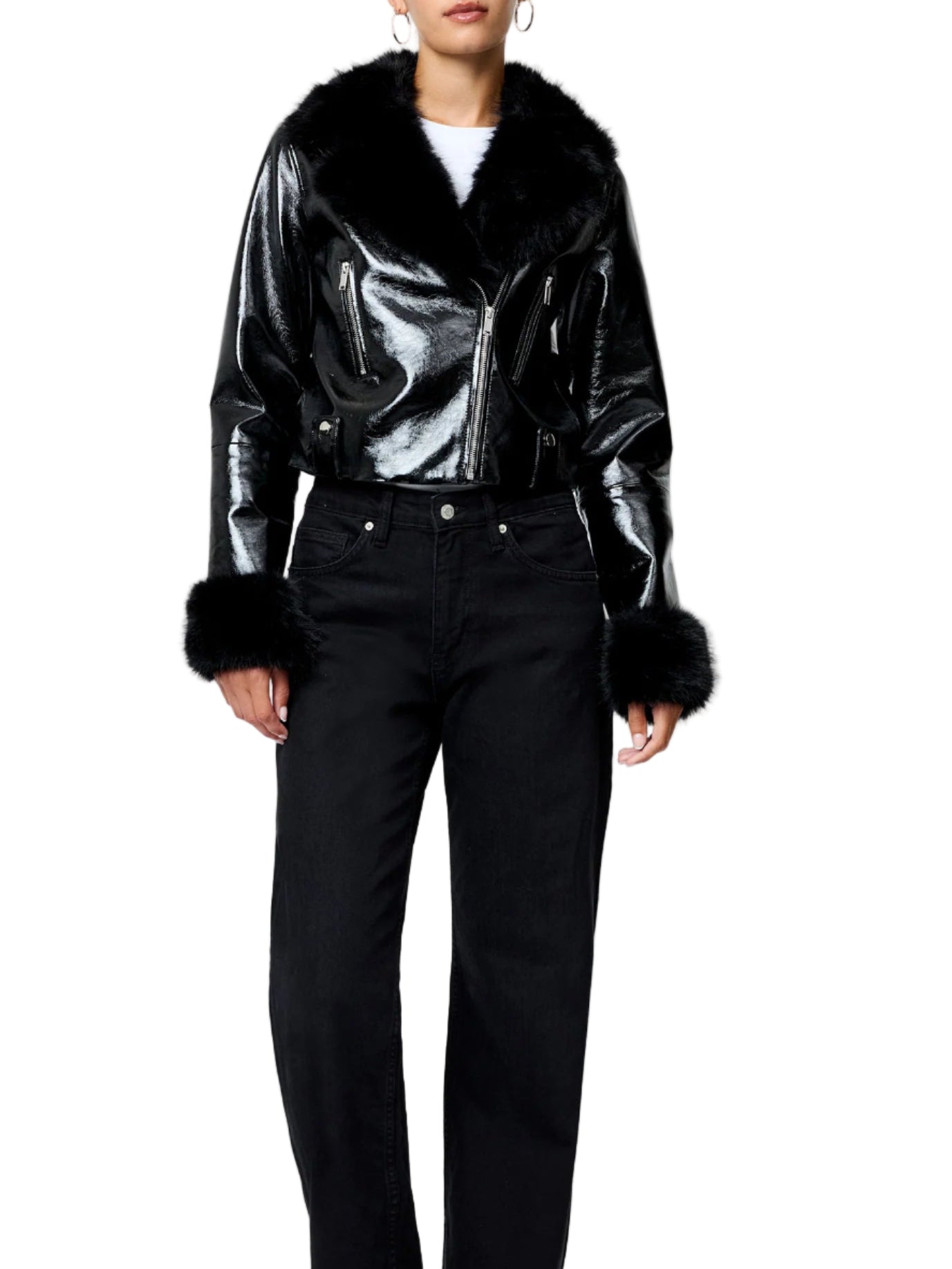 French Connection Camryn Crinkled Moto Jacket