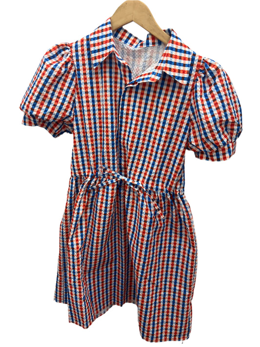 Jolie Bubble Sleeve Plaid Shirt Dress