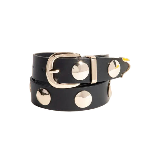 Metallic Disc Studded Vegan Leather Belt