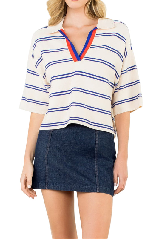 Sophia Short Sleeve Striped Knit Top