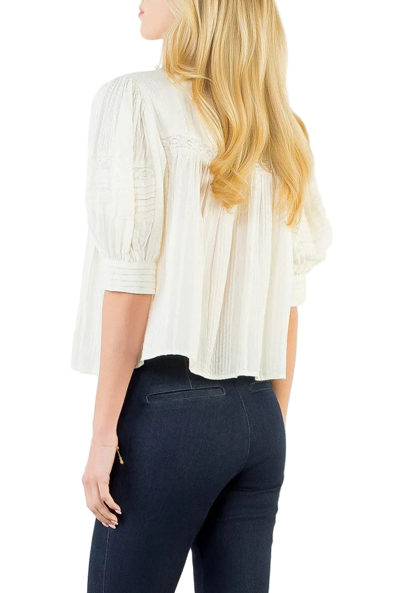 Eliza Puff Sleeve Peasant Top in Cream