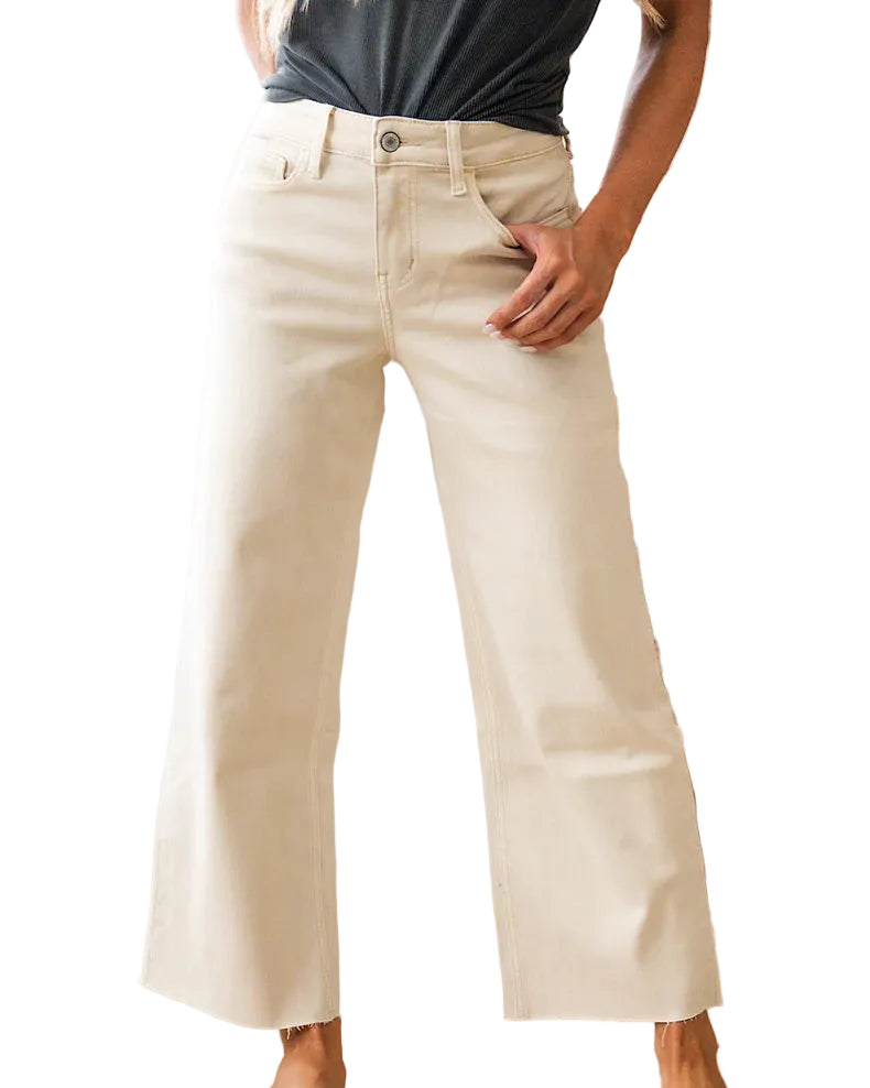 Vervet High Rise Crop Wide Leg in White Swan