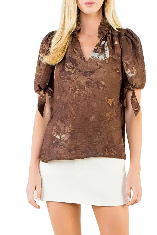 Kate Floral Tie Sleeve Top